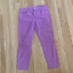 J Crew Women’s purple pink corduroy toothpick slim pants size 31